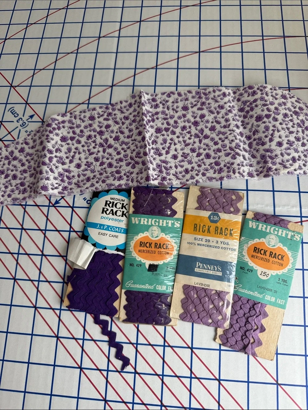Vintage Purple Cutter Textile Lot 1940s Dress Pillowcases Corduroy Rick Rack
